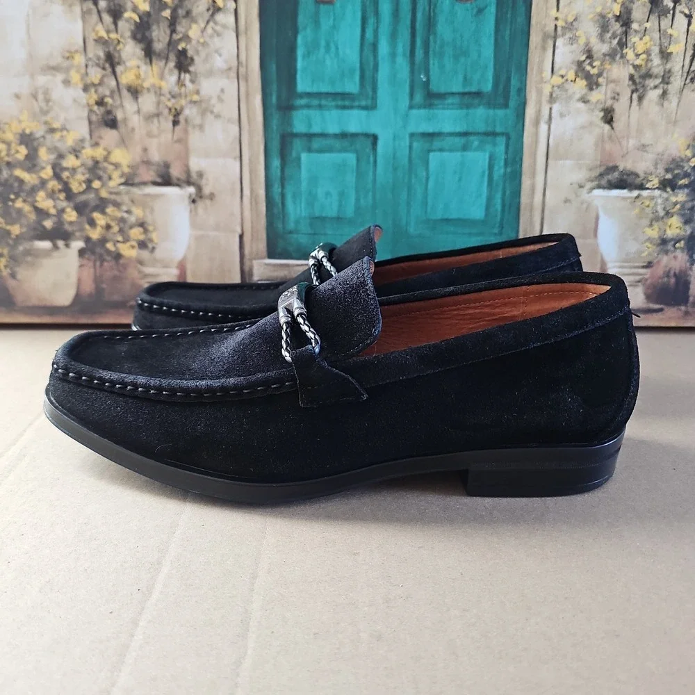 Stacy Adams Shoes Mens 8.5 M Reginald Black Suede Loafers Rubber Soles